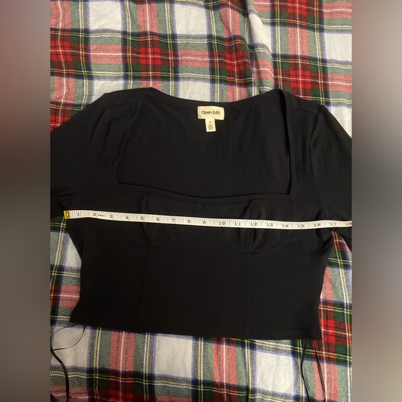 NWOT Black Square Neck Long Sleeve Crop Top - Picture 4 of 7